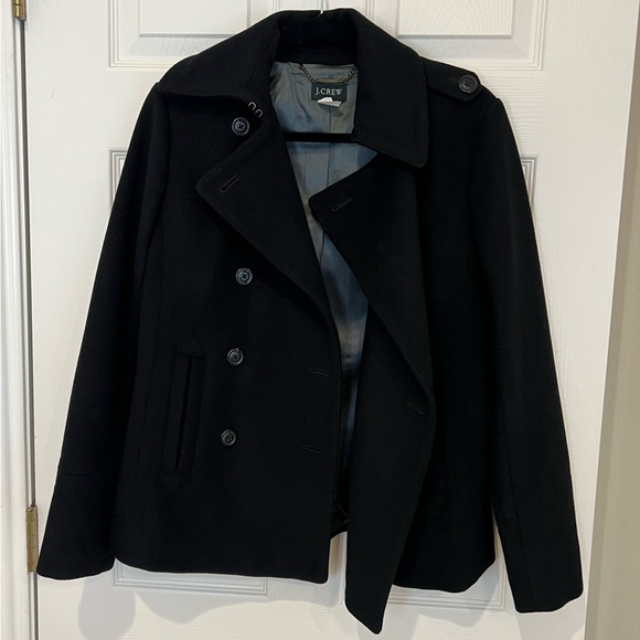 J. Crew 100% Wool Women’s Pea Coat in Black Size Small - Picture 2 of 10